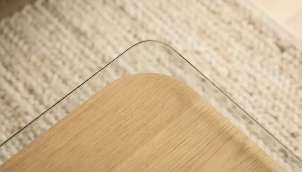 glass table top protector with rounded safety corner